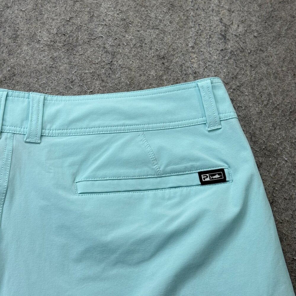 Pelagic Mako Hybrid Fishing Shorts Men 40 Blue Solid Stretch Performance 8" - Picture 8 of 14